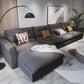 Modern Square Arm Sectional Gray Linen Sofa and Chaise for Apartment 136"L x 67"W x 33.5"H Left Latex Clearhalo 'furn' 'furn_sectionals' 'Furniture' 'furniture_sectionals' 'kitchen' 'kitchen_sectionals' 'Living Room Furniture' 'Sectionals' 4819947