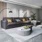 Modern Square Arm Sectional Gray Linen Sofa and Chaise for Apartment 136"L x 67"W x 33.5"H Right Sponge Clearhalo 'furn' 'furn_sectionals' 'Furniture' 'furniture_sectionals' 'kitchen' 'kitchen_sectionals' 'Living Room Furniture' 'Sectionals' 4819948