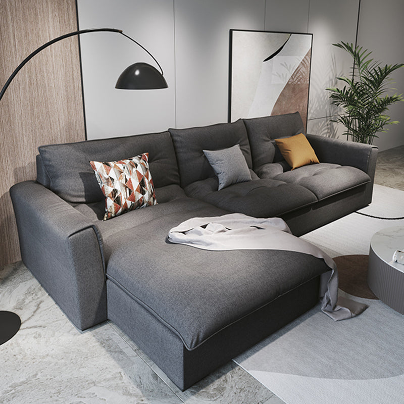Modern Square Arm Sectional Gray Linen Sofa and Chaise for Apartment 104"L x 67"W x 33.5"H Left Latex Clearhalo 'furn' 'furn_sectionals' 'Furniture' 'furniture_sectionals' 'kitchen' 'kitchen_sectionals' 'Living Room Furniture' 'Sectionals' 4819950