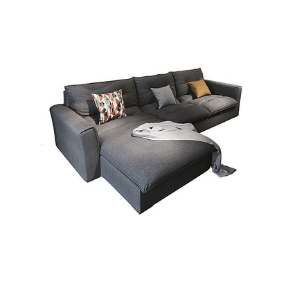 Modern Square Arm Sectional Gray Linen Sofa and Chaise for Apartment 104"L x 67"W x 33.5"H Left Sponge Clearhalo 'furn' 'furn_sectionals' 'Furniture' 'furniture_sectionals' 'kitchen' 'kitchen_sectionals' 'Living Room Furniture' 'Sectionals' 4819955