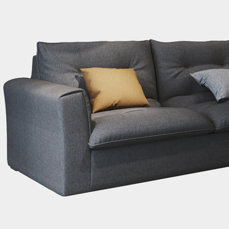 Modern Square Arm Sectional Gray Linen Sofa and Chaise for Apartment Clearhalo 'furn' 'furn_sectionals' 'Furniture' 'furniture_sectionals' 'kitchen' 'kitchen_sectionals' 'Living Room Furniture' 'Sectionals' 4819957