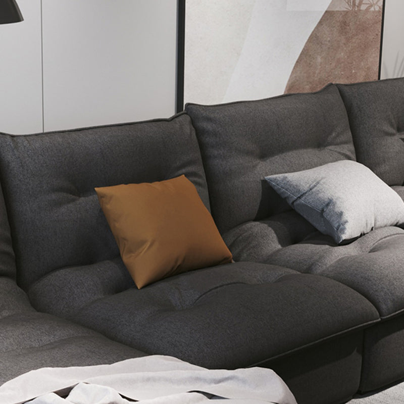 Modern Square Arm Sectional Gray Linen Sofa and Chaise for Apartment Clearhalo 'furn' 'furn_sectionals' 'Furniture' 'furniture_sectionals' 'kitchen' 'kitchen_sectionals' 'Living Room Furniture' 'Sectionals' 4819958