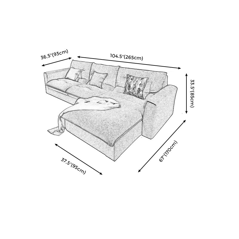 Modern Square Arm Sectional Gray Linen Sofa and Chaise for Apartment Clearhalo 'furn' 'furn_sectionals' 'Furniture' 'furniture_sectionals' 'kitchen' 'kitchen_sectionals' 'Living Room Furniture' 'Sectionals' 4819960