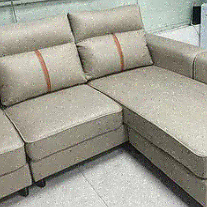 Modern Faux Leather Square Arm Sectional Pillowed Back Cushions Sofa and Chaise Clearhalo 'furn' 'furn_sectionals' 'Furniture' 'furniture_sectionals' 'kitchen' 'kitchen_sectionals' 'Living Room Furniture' 'Sectionals' 4819969