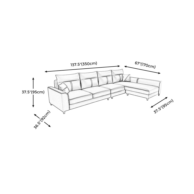 Modern Faux Leather Square Arm Sectional Pillowed Back Cushions Sofa and Chaise Clearhalo 'furn' 'furn_sectionals' 'Furniture' 'furniture_sectionals' 'kitchen' 'kitchen_sectionals' 'Living Room Furniture' 'Sectionals' 4819972