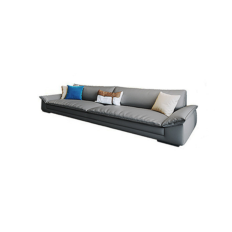 Modern Faux Leather Sofa and Chaise Gray Pillow Top Arm Sectional for Apartment Clearhalo 'furn' 'furn_sectionals' 'Furniture' 'furniture_sectionals' 'kitchen' 'kitchen_sectionals' 'Living Room Furniture' 'Sectionals' 4819979