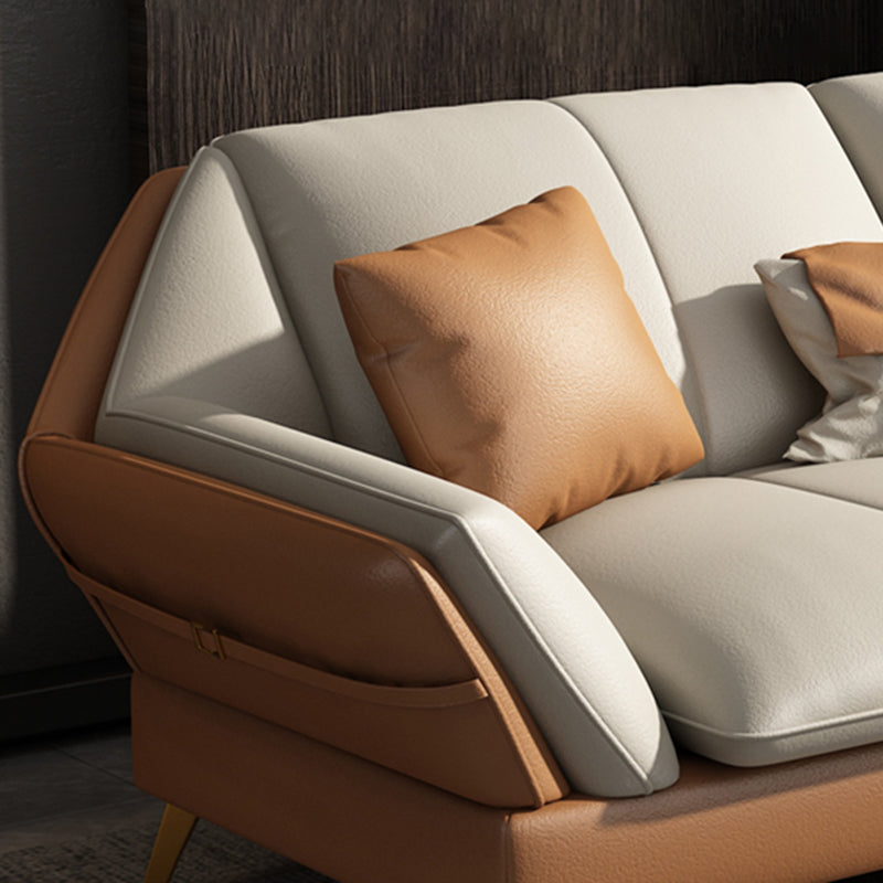 Faux Leather Cushion Back Sectional 32.68"High Pillow Top Arm Sofa with Storage Clearhalo 'furn' 'furn_sectionals' 'Furniture' 'furniture_sectionals' 'kitchen' 'kitchen_sectionals' 'Living Room Furniture' 'Sectionals' 4820001