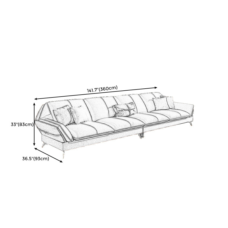 Faux Leather Cushion Back Sectional 32.68"High Pillow Top Arm Sofa with Storage Clearhalo 'furn' 'furn_sectionals' 'Furniture' 'furniture_sectionals' 'kitchen' 'kitchen_sectionals' 'Living Room Furniture' 'Sectionals' 4820003