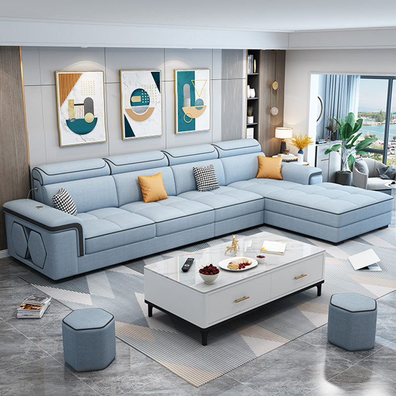 Contemporary L-shaped Sectional Right Facing Sofa with Reversible Chaise Blue Clearhalo 'furn' 'furn_sectionals' 'Furniture' 'furniture_sectionals' 'kitchen' 'kitchen_sectionals' 'Living Room Furniture' 'Sectionals' 4820007