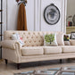 33.4"H Country Linen/Microfiber/Faux Leather Rolled Arm Tufted Sofa Clearhalo 'furn' 'furn_sofas' 'Furniture' 'furniture_sofas' 'kitchen' 'kitchen_sofas' 'Living Room Furniture' 'Sofa' 'sofas' 4820061