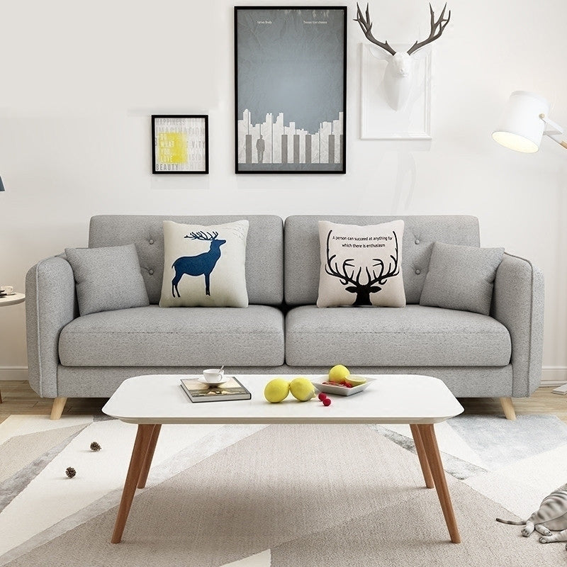 Modern Grey Fabric/Faux Leather Standard Sofa Square Arm Tufted Sofa 63"L x 33.5"W x 28"H Clearhalo 'furn' 'furn_sofas' 'Furniture' 'furniture_sofas' 'kitchen' 'kitchen_sofas' 'Living Room Furniture' 'Sofa' 'sofas' 4820069