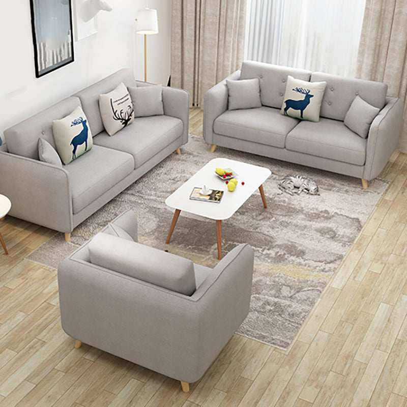 Modern Grey Fabric/Faux Leather Standard Sofa Square Arm Tufted Sofa Clearhalo 'furn' 'furn_sofas' 'Furniture' 'furniture_sofas' 'kitchen' 'kitchen_sofas' 'Living Room Furniture' 'Sofa' 'sofas' 4820071
