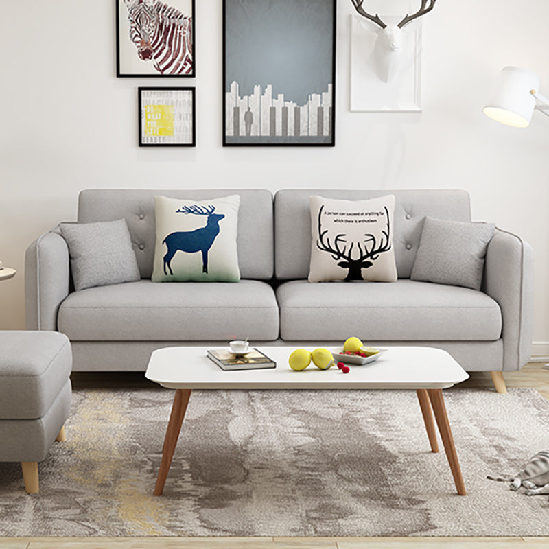 Modern Grey Fabric/Faux Leather Standard Sofa Square Arm Tufted Sofa 71"L x 33.5"W x 28"H Clearhalo 'furn' 'furn_sofas' 'Furniture' 'furniture_sofas' 'kitchen' 'kitchen_sofas' 'Living Room Furniture' 'Sofa' 'sofas' 4820072