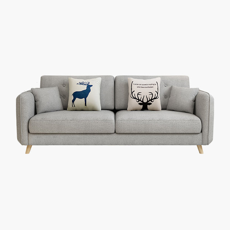 Modern Grey Fabric/Faux Leather Standard Sofa Square Arm Tufted Sofa Clearhalo 'furn' 'furn_sofas' 'Furniture' 'furniture_sofas' 'kitchen' 'kitchen_sofas' 'Living Room Furniture' 'Sofa' 'sofas' 4820074