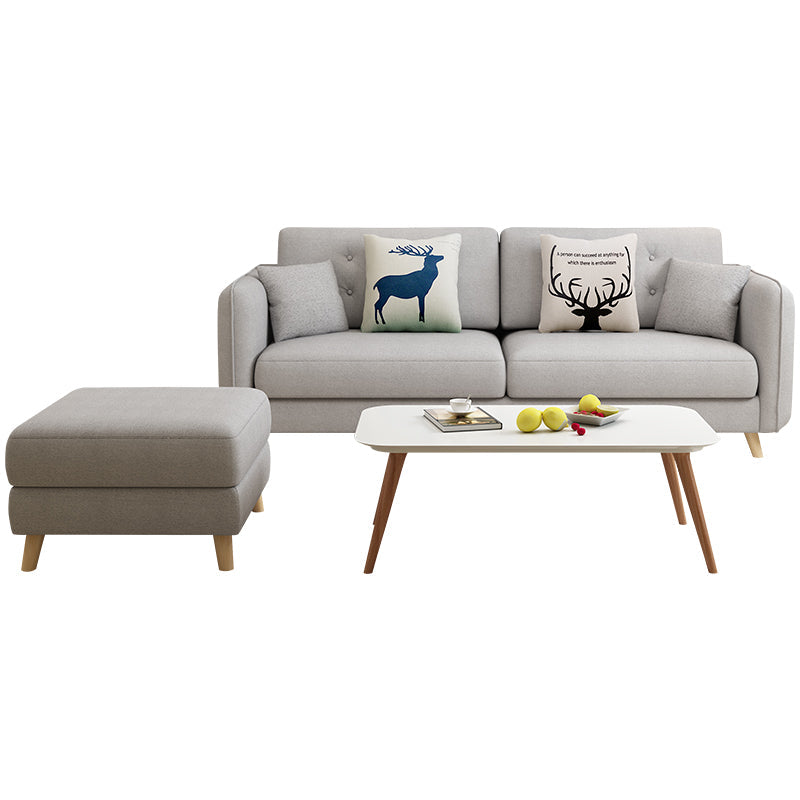 Modern Grey Fabric/Faux Leather Standard Sofa Square Arm Tufted Sofa Clearhalo 'furn' 'furn_sofas' 'Furniture' 'furniture_sofas' 'kitchen' 'kitchen_sofas' 'Living Room Furniture' 'Sofa' 'sofas' 4820075
