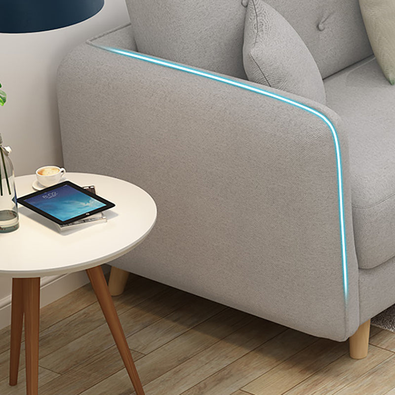 Modern Grey Fabric/Faux Leather Standard Sofa Square Arm Tufted Sofa Clearhalo 'furn' 'furn_sofas' 'Furniture' 'furniture_sofas' 'kitchen' 'kitchen_sofas' 'Living Room Furniture' 'Sofa' 'sofas' 4820078