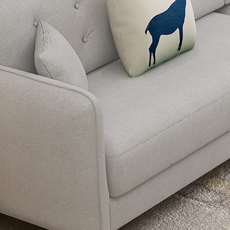 Modern Grey Fabric/Faux Leather Standard Sofa Square Arm Tufted Sofa Clearhalo 'furn' 'furn_sofas' 'Furniture' 'furniture_sofas' 'kitchen' 'kitchen_sofas' 'Living Room Furniture' 'Sofa' 'sofas' 4820079