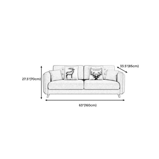 Modern Grey Fabric/Faux Leather Standard Sofa Square Arm Tufted Sofa Clearhalo 'furn' 'furn_sofas' 'Furniture' 'furniture_sofas' 'kitchen' 'kitchen_sofas' 'Living Room Furniture' 'Sofa' 'sofas' 4820081
