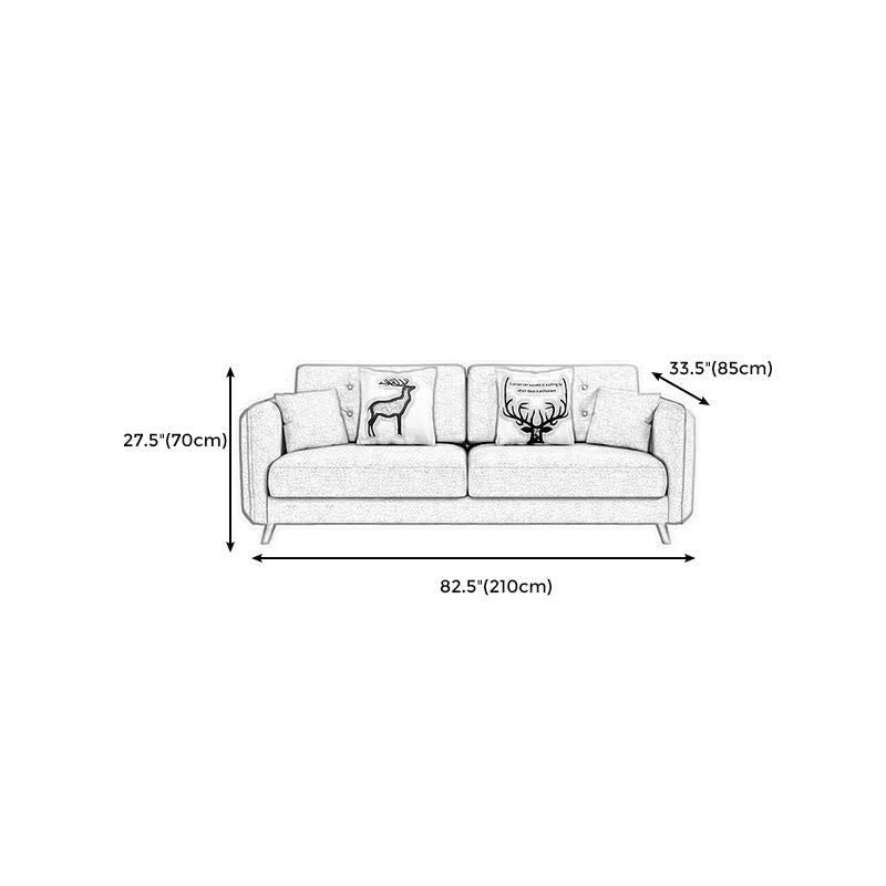 Modern Grey Fabric/Faux Leather Standard Sofa Square Arm Tufted Sofa Clearhalo 'furn' 'furn_sofas' 'Furniture' 'furniture_sofas' 'kitchen' 'kitchen_sofas' 'Living Room Furniture' 'Sofa' 'sofas' 4820083