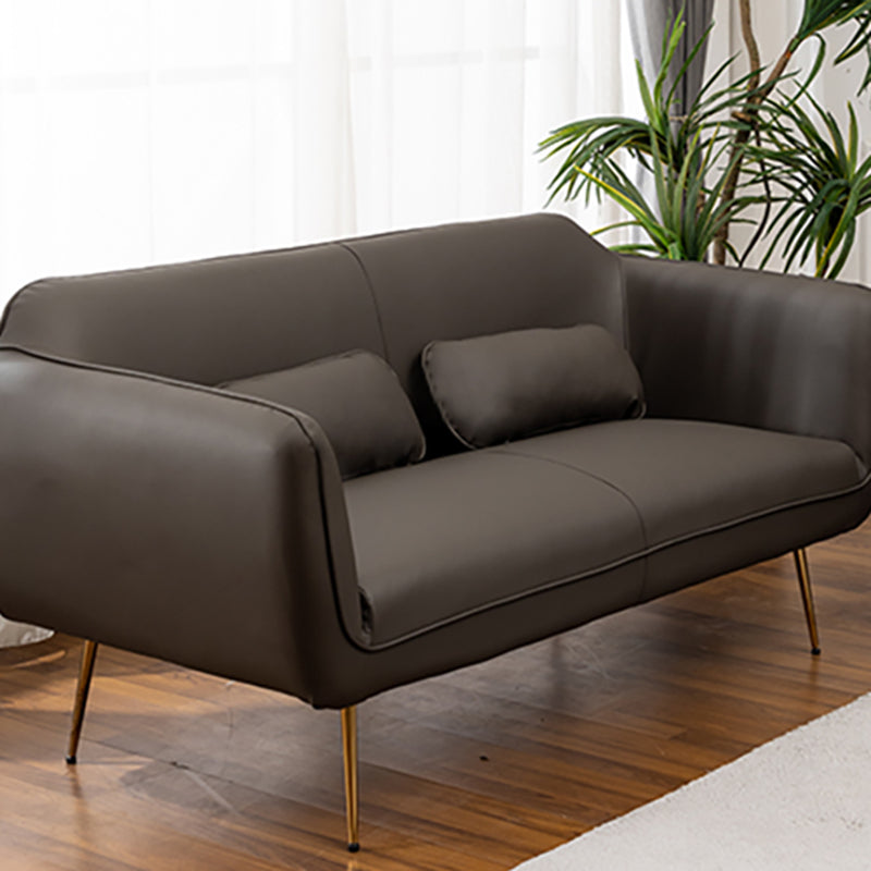 Mid-Century Modern Faux Leather Sofa 31.1" H Sloped Arm Loveseat Clearhalo 'Furniture' 'furniture_sofas' 'kitchen' 'kitchen_sofas' 'Living Room Furniture' 'Sofa' 'sofas' 4820105