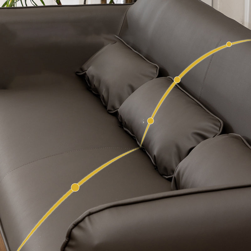 Mid-Century Modern Faux Leather Sofa 31.1" H Sloped Arm Loveseat Clearhalo 'Furniture' 'furniture_sofas' 'kitchen' 'kitchen_sofas' 'Living Room Furniture' 'Sofa' 'sofas' 4820110