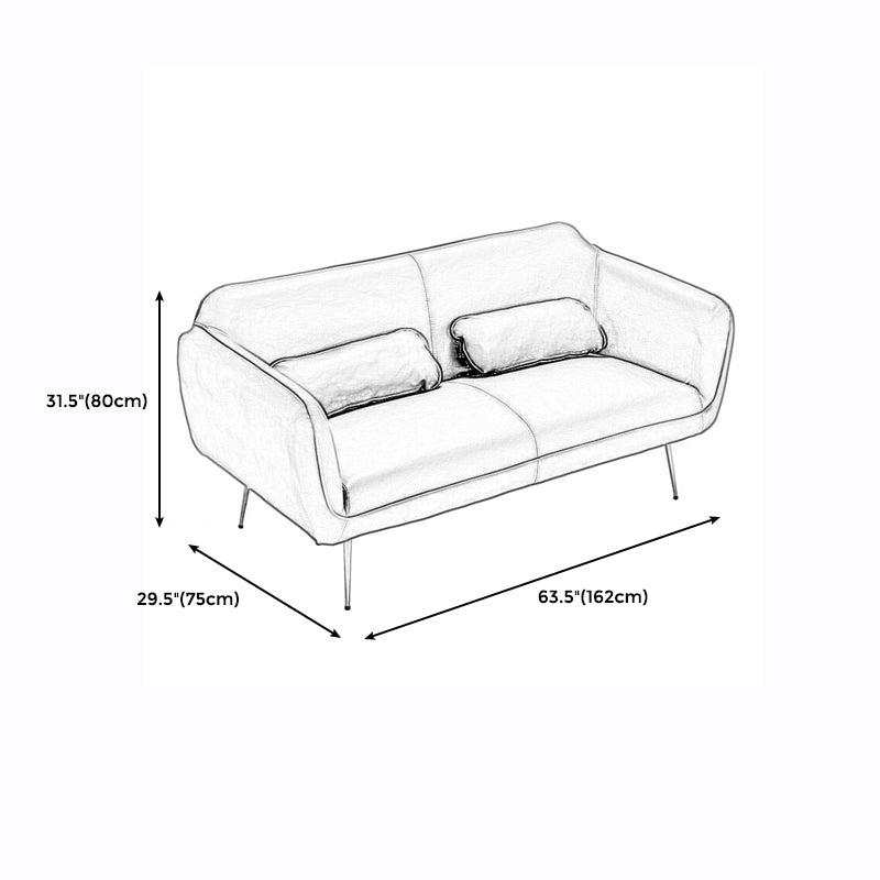 Mid-Century Modern Faux Leather Sofa 31.1" H Sloped Arm Loveseat Clearhalo 'Furniture' 'furniture_sofas' 'kitchen' 'kitchen_sofas' 'Living Room Furniture' 'Sofa' 'sofas' 4820119