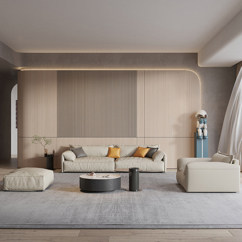 Ivory Stain Resistant Settee Furniture Faux Leather Pillow Top Arm Setee Clearhalo 'furn' 'furn_sofas' 'Furniture' 'furniture_sofas' 'kitchen' 'kitchen_sofas' 'Living Room Furniture' 'Sofa' 'sofas' 4820139