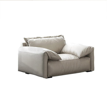 Ivory Stain Resistant Settee Furniture Faux Leather Pillow Top Arm Setee 43"L x 39"W x 33.5"H Clearhalo 'furn' 'furn_sofas' 'Furniture' 'furniture_sofas' 'kitchen' 'kitchen_sofas' 'Living Room Furniture' 'Sofa' 'sofas' 4820142