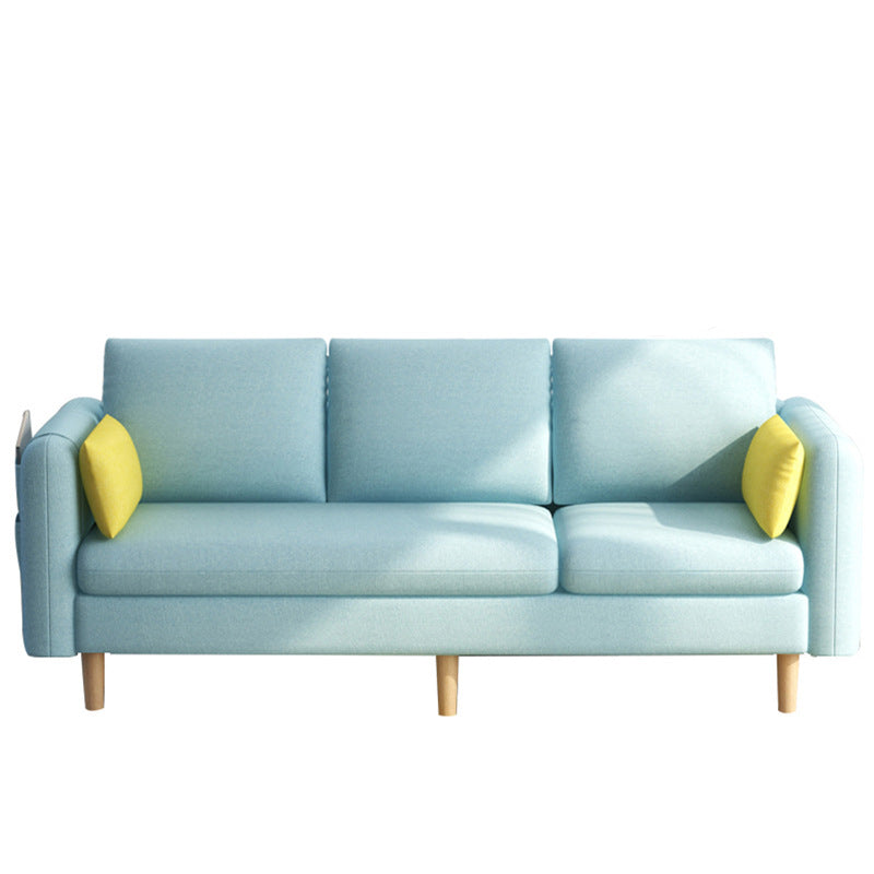 Modern Wood Legs Standard Sofa Fabric Loose Back Square Arm Sofa Light Blue Clearhalo 'furn' 'furn_sofas' 'Furniture' 'furniture_sofas' 'kitchen' 'kitchen_sofas' 'Living Room Furniture' 'Sofa' 'sofas' 4820154