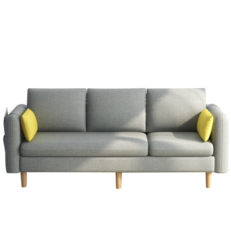 Modern Wood Legs Standard Sofa Fabric Loose Back Square Arm Sofa Silver Gray Clearhalo 'furn' 'furn_sofas' 'Furniture' 'furniture_sofas' 'kitchen' 'kitchen_sofas' 'Living Room Furniture' 'Sofa' 'sofas' 4820156