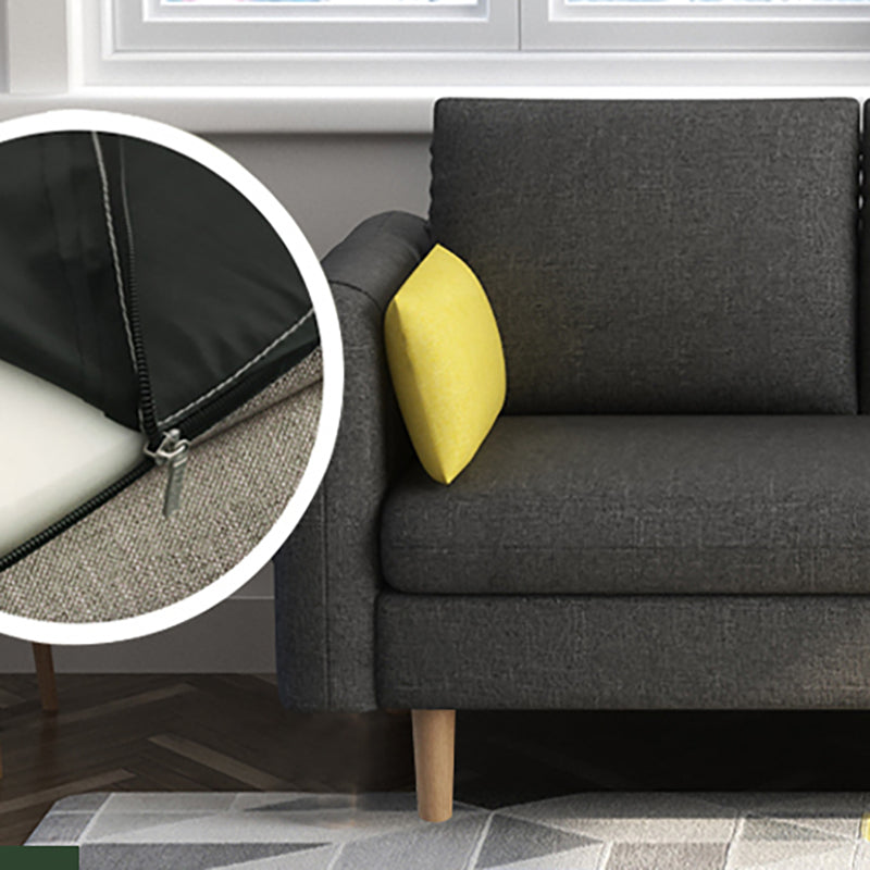 Modern Wood Legs Standard Sofa Fabric Loose Back Square Arm Sofa Clearhalo 'furn' 'furn_sofas' 'Furniture' 'furniture_sofas' 'kitchen' 'kitchen_sofas' 'Living Room Furniture' 'Sofa' 'sofas' 4820159