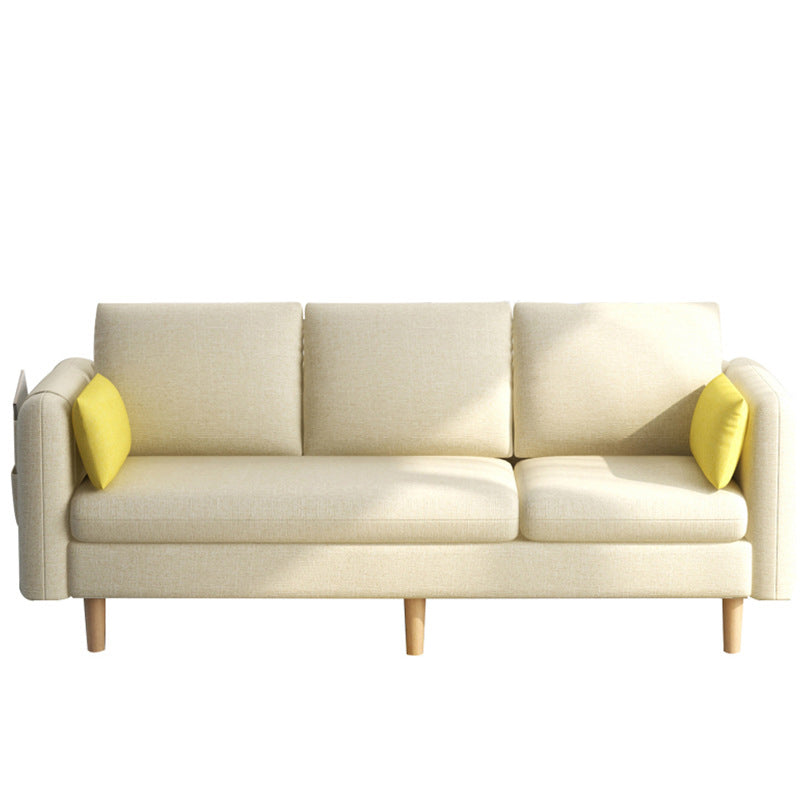 Modern Wood Legs Standard Sofa Fabric Loose Back Square Arm Sofa Off-White Clearhalo 'furn' 'furn_sofas' 'Furniture' 'furniture_sofas' 'kitchen' 'kitchen_sofas' 'Living Room Furniture' 'Sofa' 'sofas' 4820162