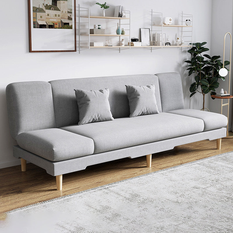 Armless Slpeeper Sofa Azure/Yellow/Grey Linen 31.5" High Sofa Grey 31.5''H x 79''L x 20''W Pillow Included Clearhalo 'Furniture' 'furniture_sofas' 'kitchen' 'kitchen_sofas' 'Living Room Furniture' 'Sofa' 'sofas' 4820168