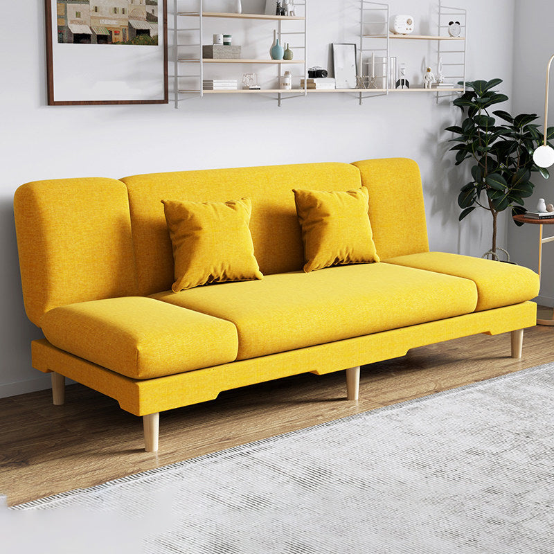 Armless Slpeeper Sofa Azure/Yellow/Grey Linen 31.5" High Sofa Yellow 71"L x 20"W x 31"H Pillow Included Clearhalo 'Furniture' 'furniture_sofas' 'kitchen' 'kitchen_sofas' 'Living Room Furniture' 'Sofa' 'sofas' 4820175