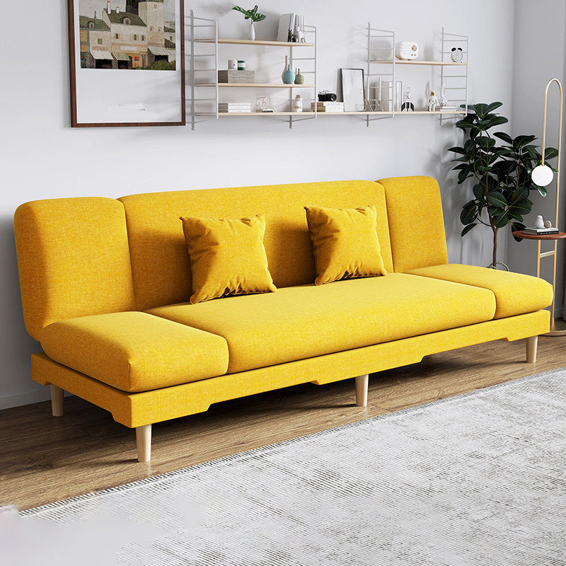 Armless Slpeeper Sofa Azure/Yellow/Grey Linen 31.5" High Sofa Yellow 31.5''H x 79''L x 20''W Pillow Included Clearhalo 'Furniture' 'furniture_sofas' 'kitchen' 'kitchen_sofas' 'Living Room Furniture' 'Sofa' 'sofas' 4820177
