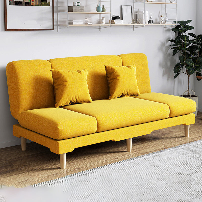 Armless Slpeeper Sofa Azure/Yellow/Grey Linen 31.5" High Sofa Yellow 31.5''H x 59''L x 20''W Pillow Included Clearhalo 'Furniture' 'furniture_sofas' 'kitchen' 'kitchen_sofas' 'Living Room Furniture' 'Sofa' 'sofas' 4820185