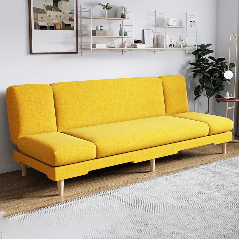 Armless Slpeeper Sofa Azure/Yellow/Grey Linen 31.5" High Sofa Yellow 31.5''H x 79''L x 20''W Pillow Not Included Clearhalo 'Furniture' 'furniture_sofas' 'kitchen' 'kitchen_sofas' 'Living Room Furniture' 'Sofa' 'sofas' 4820186