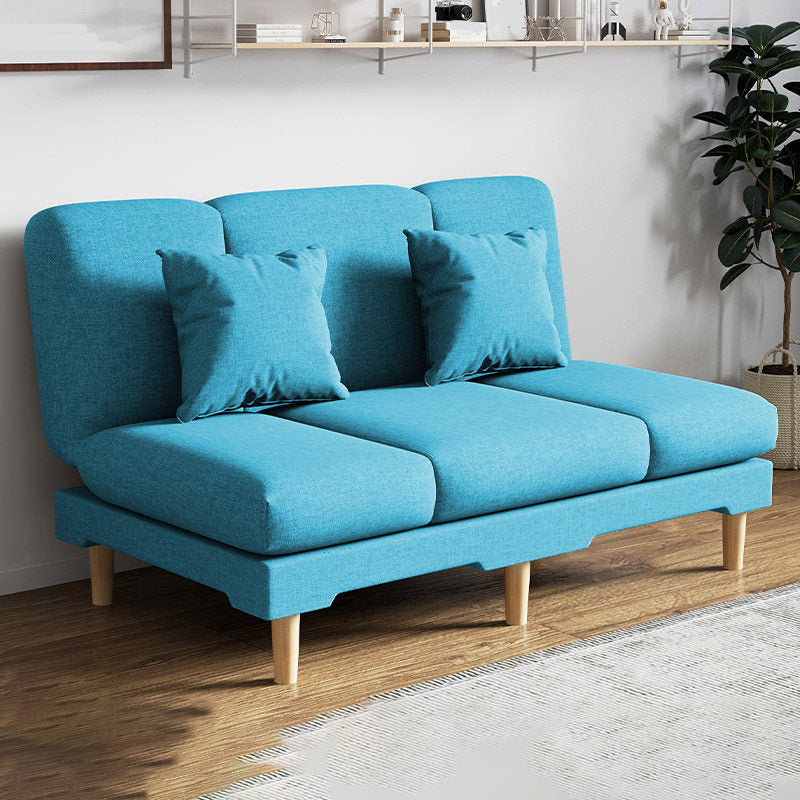 Armless Slpeeper Sofa Azure/Yellow/Grey Linen 31.5" High Sofa Sky Blue 47"L x 20"W x 31"H Pillow Included Clearhalo 'Furniture' 'furniture_sofas' 'kitchen' 'kitchen_sofas' 'Living Room Furniture' 'Sofa' 'sofas' 4820188