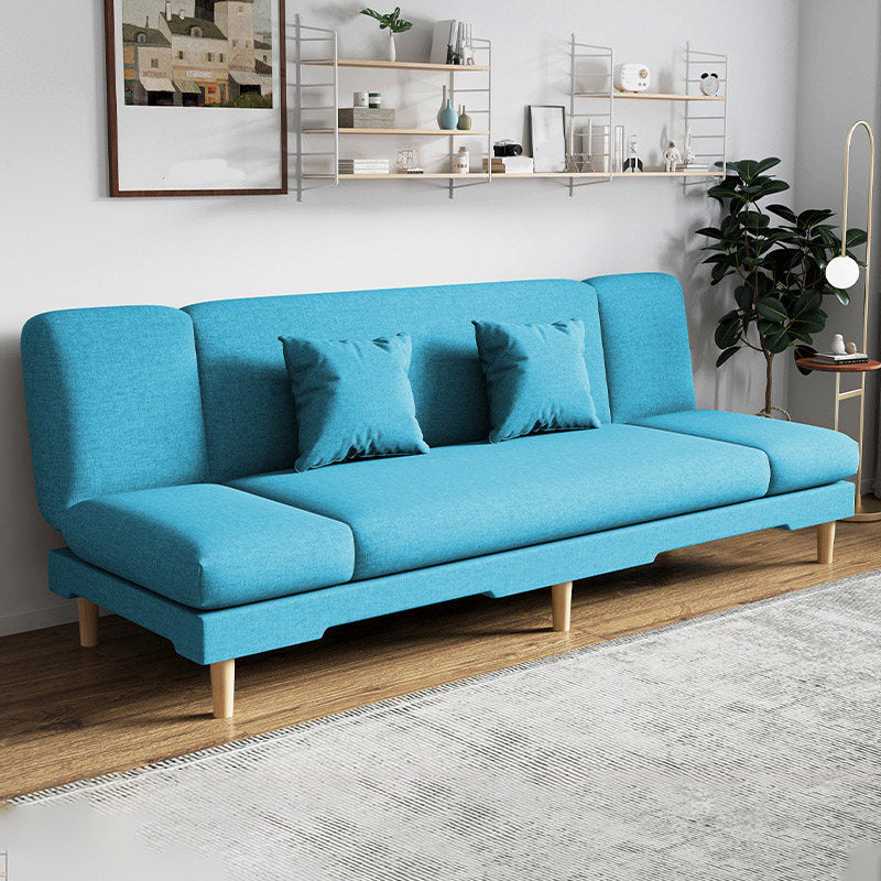 Armless Slpeeper Sofa Azure/Yellow/Grey Linen 31.5" High Sofa Sky Blue 31.5''H x 79''L x 20''W Pillow Included Clearhalo 'Furniture' 'furniture_sofas' 'kitchen' 'kitchen_sofas' 'Living Room Furniture' 'Sofa' 'sofas' 4820191
