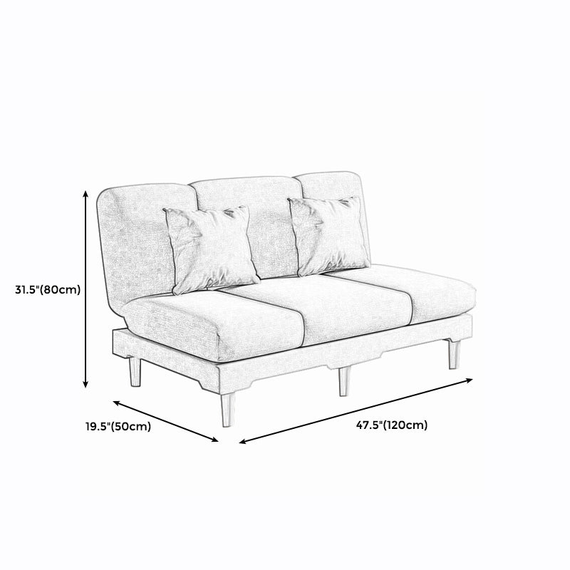 Armless Slpeeper Sofa Azure/Yellow/Grey Linen 31.5" High Sofa Clearhalo 'Furniture' 'furniture_sofas' 'kitchen' 'kitchen_sofas' 'Living Room Furniture' 'Sofa' 'sofas' 4820195