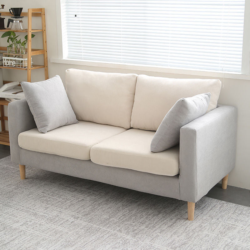 Polish Finish Sofa Square Arm Sofa Loose Back Loveseat For Apartment and Room Gray-White Clearhalo 'furn' 'furn_sofas' 'Furniture' 'furniture_sofas' 'kitchen' 'kitchen_sofas' 'Living Room Furniture' 'Sofa' 'sofas' 4820230