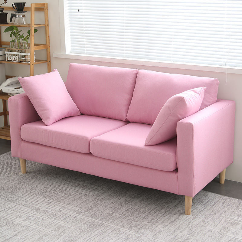 Polish Finish Sofa Square Arm Sofa Loose Back Loveseat For Apartment and Room Pinkish Red Clearhalo 'furn' 'furn_sofas' 'Furniture' 'furniture_sofas' 'kitchen' 'kitchen_sofas' 'Living Room Furniture' 'Sofa' 'sofas' 4820232