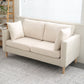 Polish Finish Sofa Square Arm Sofa Loose Back Loveseat For Apartment and Room Off-White Clearhalo 'furn' 'furn_sofas' 'Furniture' 'furniture_sofas' 'kitchen' 'kitchen_sofas' 'Living Room Furniture' 'Sofa' 'sofas' 4820233