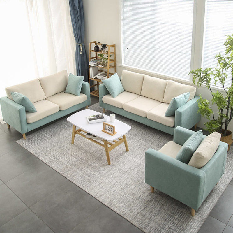 Polish Finish Sofa Square Arm Sofa Loose Back Loveseat For Apartment and Room Clearhalo 'furn' 'furn_sofas' 'Furniture' 'furniture_sofas' 'kitchen' 'kitchen_sofas' 'Living Room Furniture' 'Sofa' 'sofas' 4820236