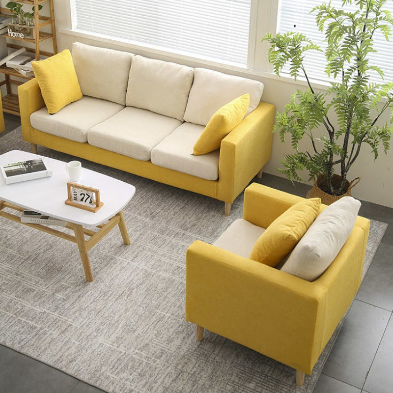 Polish Finish Sofa Square Arm Sofa Loose Back Loveseat For Apartment and Room Clearhalo 'furn' 'furn_sofas' 'Furniture' 'furniture_sofas' 'kitchen' 'kitchen_sofas' 'Living Room Furniture' 'Sofa' 'sofas' 4820238
