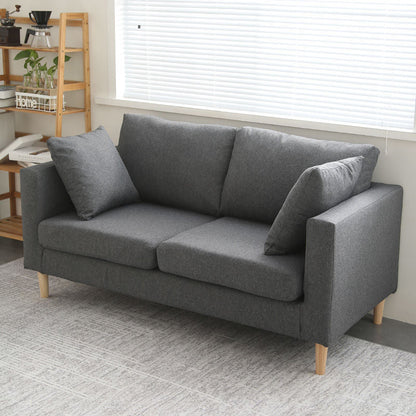 Polish Finish Sofa Square Arm Sofa Loose Back Loveseat For Apartment and Room Dark Gray Clearhalo 'furn' 'furn_sofas' 'Furniture' 'furniture_sofas' 'kitchen' 'kitchen_sofas' 'Living Room Furniture' 'Sofa' 'sofas' 4820243