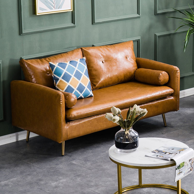 Tufted Square Arm Sofa Mid Century Modern 30.7" H Faux Leather Sofa Clearhalo 'Furniture' 'furniture_sofas' 'kitchen' 'kitchen_sofas' 'Living Room Furniture' 'Sofa' 'sofas' 4820252