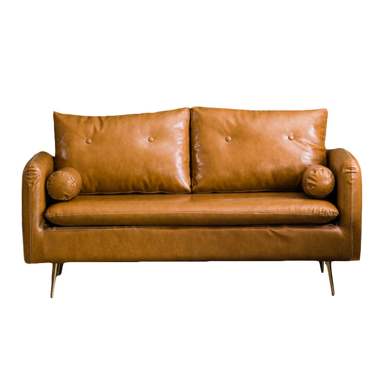 Tufted Square Arm Sofa Mid Century Modern 30.7" H Faux Leather Sofa Clearhalo 'Furniture' 'furniture_sofas' 'kitchen' 'kitchen_sofas' 'Living Room Furniture' 'Sofa' 'sofas' 4820254
