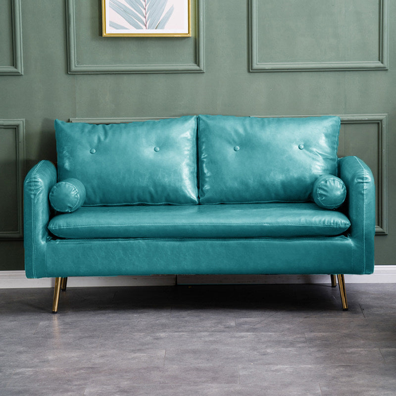 Tufted Square Arm Sofa Mid Century Modern 30.7" H Faux Leather Sofa Mint Green Clearhalo 'Furniture' 'furniture_sofas' 'kitchen' 'kitchen_sofas' 'Living Room Furniture' 'Sofa' 'sofas' 4820264