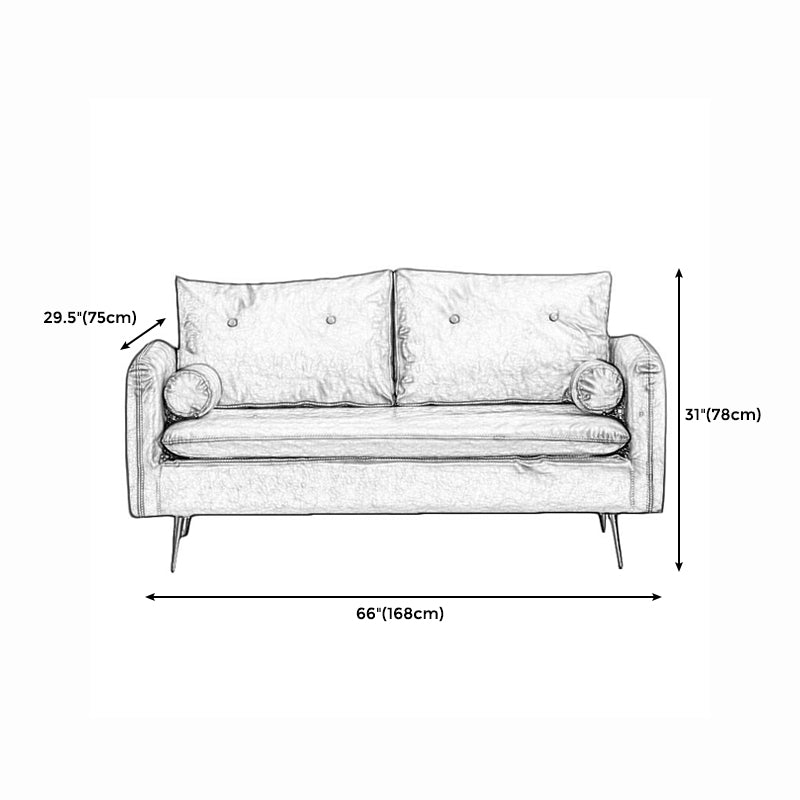 Tufted Square Arm Sofa Mid Century Modern 30.7" H Faux Leather Sofa Clearhalo 'Furniture' 'furniture_sofas' 'kitchen' 'kitchen_sofas' 'Living Room Furniture' 'Sofa' 'sofas' 4820268